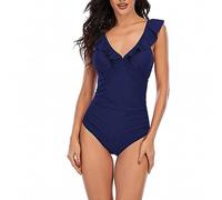 Traje De Baño Mujer Alta Bañador Reductor Barriga Traje De Baño Peplum Bikini Sentido Femenino Sexy Tamaño Bikini Aguas Termales Bañador Talla Grande Mujer Bañadores (A, XL)