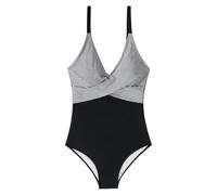 Traje De Baño Mujer Alta Bañadores Reductores Traje De Baño Una Pieza para Mujer, Sexy con Tirantes Calados A Juego Color Bañador Negro Mujer Reductor Bikini Vientre (Grey, XXL)