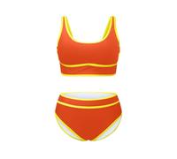 Traje de baño mujer dos piezas brasileño deportivo bikini conjunto sexy Backless cintura baja traje de baño ajustable triángulo cuello en V Swimwear Tanga Cordino Bikini Swimsuit, NARANJA, M