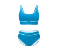 Traje de baño mujer dos piezas brasileño deportivo bikini conjunto sexy Backless cintura baja traje de baño ajustable triángulo cuello en V Swimwear Tanga Cordino Bikini Swimsuit, turquesa, S