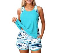 Traje de Baño Mujer Dos Piezas Tankini con Relleno y Cintura Alta Boyshort Bañador Modesto Bohemio Estampado Talla Grande Original Veraneo Swimwear Beachwear Piscina Playa Vacaciones 2026