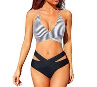Traje De Baño Mujer Reductor Bañadores Una Pieza Conjuntos De Bikini Piezas para Mujer Traje Baño Cintura Alta Cruzado Bikini Reductor Pecho Trajes (White M)