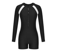 Traje de Baño Mujer,Trajes de Neopreno Manga Larga para Mujer Mono Corto de Natación de Una Pieza con Cremallera Protector Solar Bañador Natacion Transpirable Ropa de Surf Piscina Playa Nadar