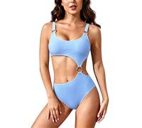 Traje de baño negro con falda para mujer, traje de baño con corte lateral con falda, traje de baño de viaje para albercas de hotel, paseos costeros y descansos familiares para días de spa, Bu1., XXL