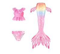 Traje de baño niña Bikini para niñas pequeñas, Traje de baño de Playa con Falda Cola, para Jugar en la Playa, Piscina en Verano y en el Agua (8-9 años)