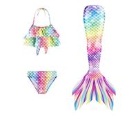 Traje de baño niña Bikini para niñas pequeñas, Traje de baño de Playa con Falda Cola, para Jugar en la Playa, Piscina en Verano y en el Agua (07-Multicolour, 10-11 años)