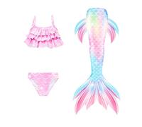 Traje de baño niña Bikini para niñas pequeñas, Traje de baño de Playa con Falda Cola, para Jugar en la Playa, Piscina en Verano y en el Agua (03-Yellow, 4-5 años)