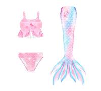 Traje de baño niña Bikini para niñas pequeñas, Traje de baño de Playa con Falda Cola, para Jugar en la Playa, Piscina en Verano y en el Agua (06-Light Blue, 12-13 años)