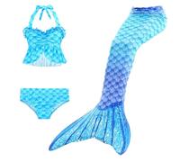 Traje de baño niña Bikini para niñas pequeñas, Traje de baño de Playa con Falda Cola, para Jugar en la Playa, Piscina en Verano y en el Agua (00-Blue, 10-11 años)
