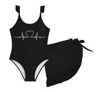Traje De BañO NiñA Competicion, BañAdor NiñA Menstrual, Traje De BañO NiñAs Dos Piezas con Volantes Lazo Y DiseñOcorazóN Lindo Tankini BañAdores NatacióN BañAdores Swimsuit Girl BañAdor Natacion