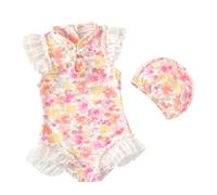 Traje De BañO NiñA Una Pieza, BañAdor NiñA Verano, Traje De BañO NiñAs Chino Qipao Gasa con Mangas Onduladas BebéS Y NiñOs PequeñOsverano BañAdores NatacióN BañAdor Natacion Swimsuit Girl BañAdores