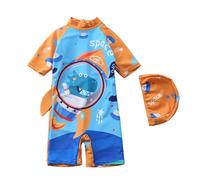 Traje de Baño Niño Natacion - Traje de baño de Dinosaurio de Manga Larga para niños con Capucha - Traje de baño Solar para niños - protección Solar térmica