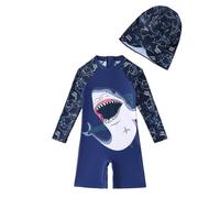 Traje de Baño Niño Piscina, Traje de baño para niños Traje de baño de 1 Pieza con Cremallera Traje de Surf de Dinosaurio de Manga Corta con protección Solar UPF 50+