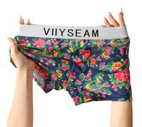 Traje de baño para hombre con estampado de flores con bolsa U Covex para un mejor apoyo y flujo de aire durante el uso (L azul oscuro)