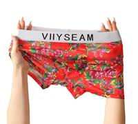 Traje de baño para hombre con estampado de flores con bolsa U Covex para un mejor apoyo y flujo de aire durante el uso (M rojo)