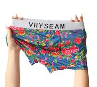 Traje de baño para hombre con estampado de flores con bolsa U Covex para un mejor apoyo y flujo de aire durante el uso (M, azul claro)