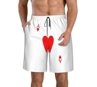 Traje de baño para hombre, secado rápido, línea roja fina, pantalones cortos de playa, trajes de baño de bombero, línea roja delgada 1, Red Heart of a Ace of Spades Poker 10, 3XL
