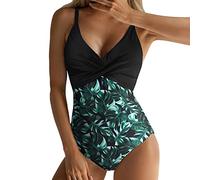 Traje de baño para mujer, 1 piezas, adelgazante, sexy, cuello en V, vientre plano, bañador con tirantes de espagueti ajustables, fruncido delante de la playa, control del vientre acolchado, 01#negro