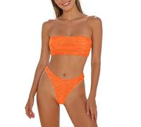 Traje de baño para mujer 2 piezas push up diadema vainante Halter cintura baja elegante beachwear acolchado tie-Dye sexy bikini set verano control del vientre cuello en V gran tamaño Swimwear, naranja