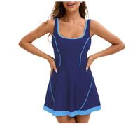 Traje de baño para mujer Categoría de producto Swimwears - Bañador con falda dividida sin espalda Diseño de triángulo para mujer, moda de playa elegante para días soleados, marine, 3XL
