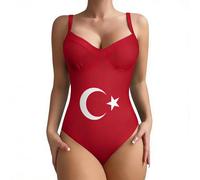 Traje de baño para mujer con copas bikini conjunto de bikini para el abdomen, traje de baño de una pieza con estampado de bandera sexy push up traje de playa bloqueo, talla grande, traje de baño