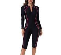 Traje de baño para mujer con cremallera anti-UV de manga larga Monokini cómodo playa surf traje de baño mono mujer deporte, Le Noir, XXL