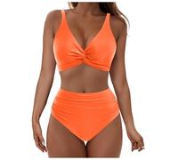 Traje de baño para mujer con estampado floral 3D, un solo hombro descubierto, camiseta interior acolchada con cuello en V para hombre, naranja, S