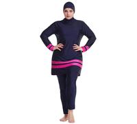 Traje de baño para mujer, con manga larga, ajuste holgado, en nailon y elastano, para nadar y playa; con detalles de diseño, incluyendo traje de baño musulmán de gran tamaño, traje de baño conservador