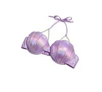 Traje de baño para mujer, conjunto de bikini de dos piezas azul marino, cuello de un hombro con tiras en la espalda con aspecto de color liso, aspecto de ropa de playa con estilo de cubierta junto a