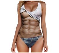 Traje de baño para mujer de 1 pieza con efecto de pecho y espalda desnuda con gorros integrados para una silueta sexy y natural durante tus salidas de playa, G, S