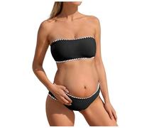 Traje de baño para mujer de dos piezas maternidad bikini conjunto de 2 piezas grande sexy reúnen Swimwear Tankini cintura embarazada alta playa natación, Le Noir, S
