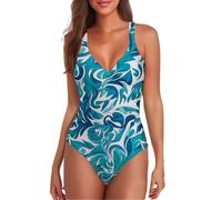 Traje de baño para mujer, de talle alto, con tirantes, para vacaciones en la playa y en la piscina, azul celeste, L