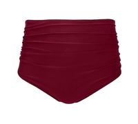Traje de baño para mujer, esta parte inferior de bikini de cintura alta con efecto fruncido y cinturón elástico es perfecto para un mantenimiento óptimo y aspecto chic muy cómodo para la playa, rojo