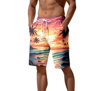 Traje de baño para mujer para hombre, pantalones de playa con estampado 3D junto al mar, cocotero, puesta de sol, pantalones cortos casuales para verano, playa, piscina, vacaciones, naranja, XL