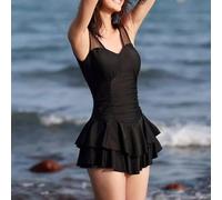 Traje de baño para mujer, S-XL, color sólido, espalda descubierta, tirantes ajustables, ajuste delgado, traje de baño para mujer, playa, piscina, verano (S negro)