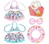 Traje de Baño para Muñecas, Ropa de Muñecas para New Born Baby Doll, Conjunto de Baño para Muñecas con Bañadores Muñecas, Gafas de Sol, Ropa de Muñeca para Muñecas de 35-45 cm, Regalos para Niñas