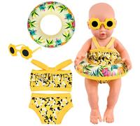 Traje de Baño para Muñecas, Ropa de Muñecas para New Born Baby Doll, Ropa para Muñecas Bebé con Bañadores Muñecas, Gafas de Sol, Anillo de Natación, Ropa de Muñeca para Muñecas de 35-45 cm