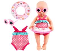 Traje de Baño para Muñecas, Ropa de Muñecas para New Born Baby Doll, Ropa para Muñecas Bebé con Bañadores Muñecas, Gafas de Sol, Anillo de Natación, Ropa de Muñeca para Muñecas de 35-45 cm