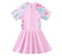 Traje de baño para niña, 1 piezas, traje de baño para niños, niñas, lindo, elegante, casual, con tirantes ajustables, cómodo traje de baño para niñas, ideal para piscina, playa y verano, Rosa claro, 4