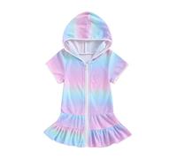 Traje de baño para niña con tirantes, traje de baño, con cremallera, bata, piscina, playa, playa, color negro, morado, 5-6 años