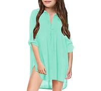 Traje de baño para niña pequeña, Cubierta de Playa para niña, Camisa de Gasa, Bikini, Ropa de Playa, Traje de baño, Vestido de Playa, Cubierta de natación Roja De Niña Globo Mujer