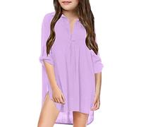 Traje de baño para niña pequeña, Cubierta de Playa para niña, Camisa de Gasa, Bikini, Ropa de Playa, Traje de baño, Vestido de Playa, Cubierta de natación Roja De Niña Globo Mujer