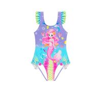 Traje de Baño para Niñas Bañador de Una Pieza con Volantes Traje de Baño Unicornio Ropa de Playa para Niñas de 2 a 14 Años (4-6 Years, LA733-Purple)
