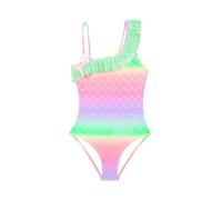 Traje de Baño para Niñas Bañador de Una Pieza con Volantes Traje de Baño Unicornio Ropa de Playa para Niñas de 2 a 14 Años (10-12 Years, LA721-Pink Green)