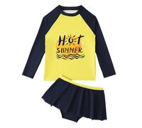 Traje De BañO para NiñAs-Traje De BañO De Dos Piezas De Manga Larga para NiñA | Traje De BañO De Verano con Estampado De Letras Y Licra | Trajes De BañO De Playa para NiñAs PequeñAs Y Grandes
