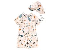 Traje de baño para niño 2026 Conjunto de trajes de baño para bebés con sombrero dinosaurio traje de baño para niños pequeños 0 3 años pantalones cortos de verano bañador protector solar boxers, azul