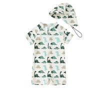 Traje de baño para niño 2026 Conjunto de trajes de baño para bebés con sombrero dinosaurio traje de baño para niños pequeños 0 3 años pantalones cortos de verano bañador protector solar boxers, verde
