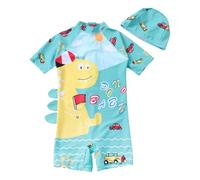 Traje de baño para niños con protección solar integrada moda playa manga larga una pieza para deportes acuáticos vacaciones de verano, azul claro, 4 años