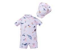 Traje De Baño para Niños - Maillot De Bain Pour Garçon Avec Bonnet Pour Tout-Petits De 1 À 6 ANS Tenue De Plage D'Été Confortable (Navy 18-24 Months)