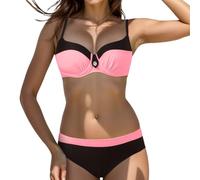 Traje De Baño Piezas Bathing Suit for Women Tela Especial Tallas Grandes Bikini Bandage con Tirantes Extraíbles Y Traje De Baño Triangular Tankini Push Up con Control Barriga En La Parte Inferior